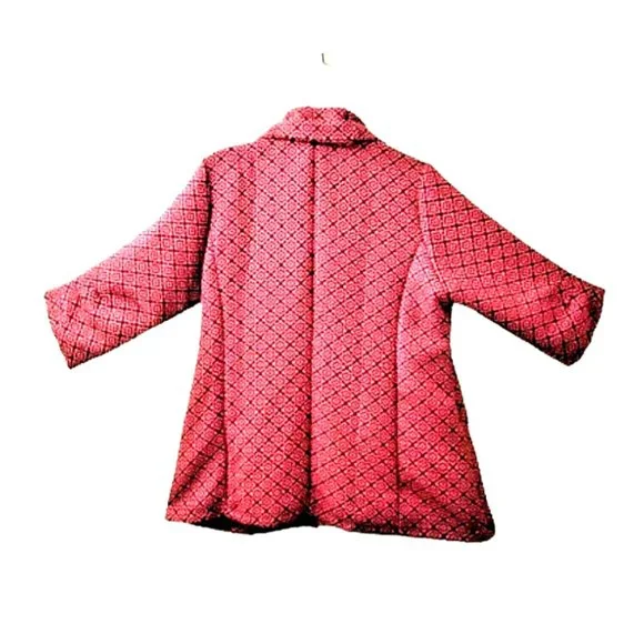 DAMEE INC Orange Black Floral Print Swing Jacket Sz XL 3/4 Sleeves Button Up - Picture 7 of 8